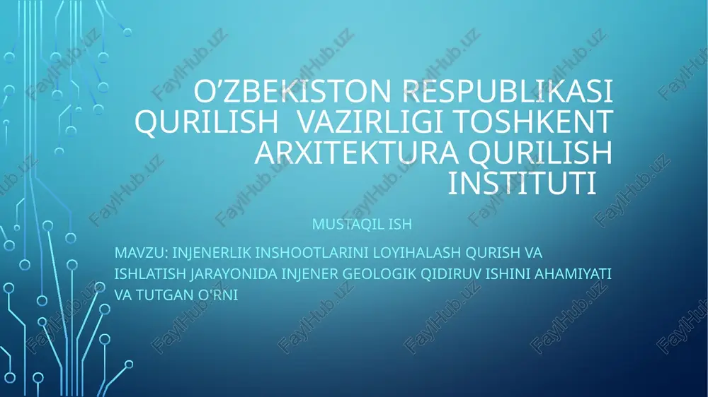 injenerlik ishlarini loyihalash — PPTX