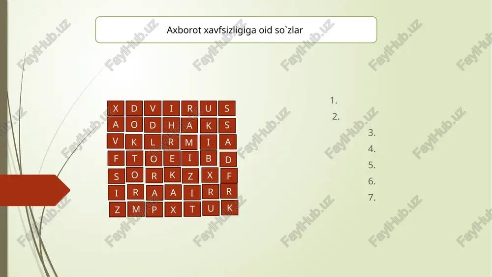 axborot xavfsizligiga oid so`zlar — PPTX