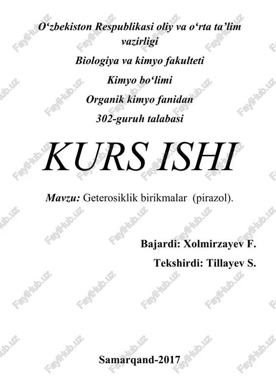 geterosiklik birikmalar (pirazol). — DOCX