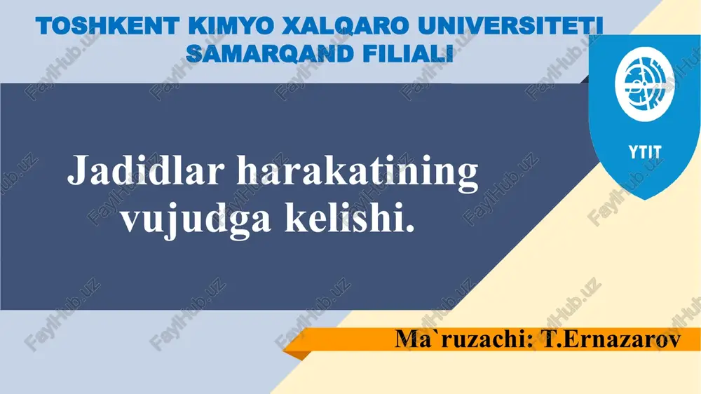 jadidlar harakatining vujudga kelishi — PPTX