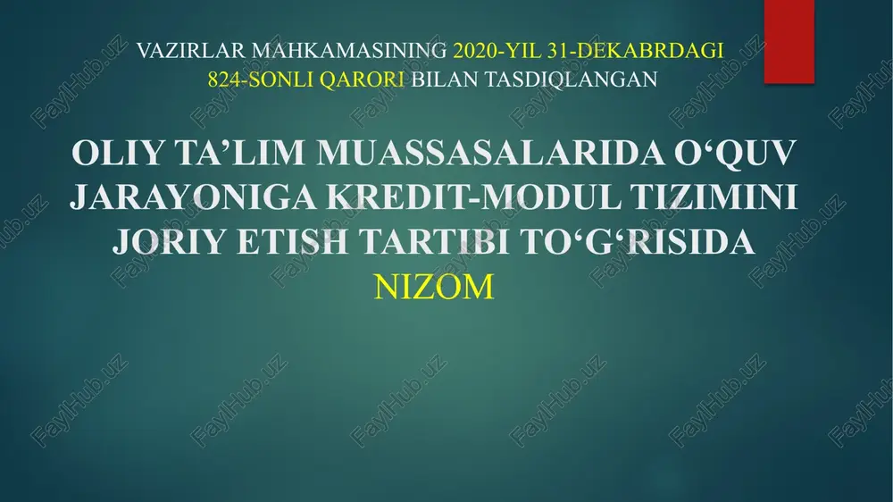 kredit-modul tizimi — PPTX