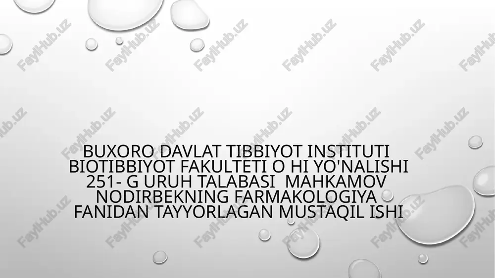 narkotik va nonarkotik analgetiklar — PPTX