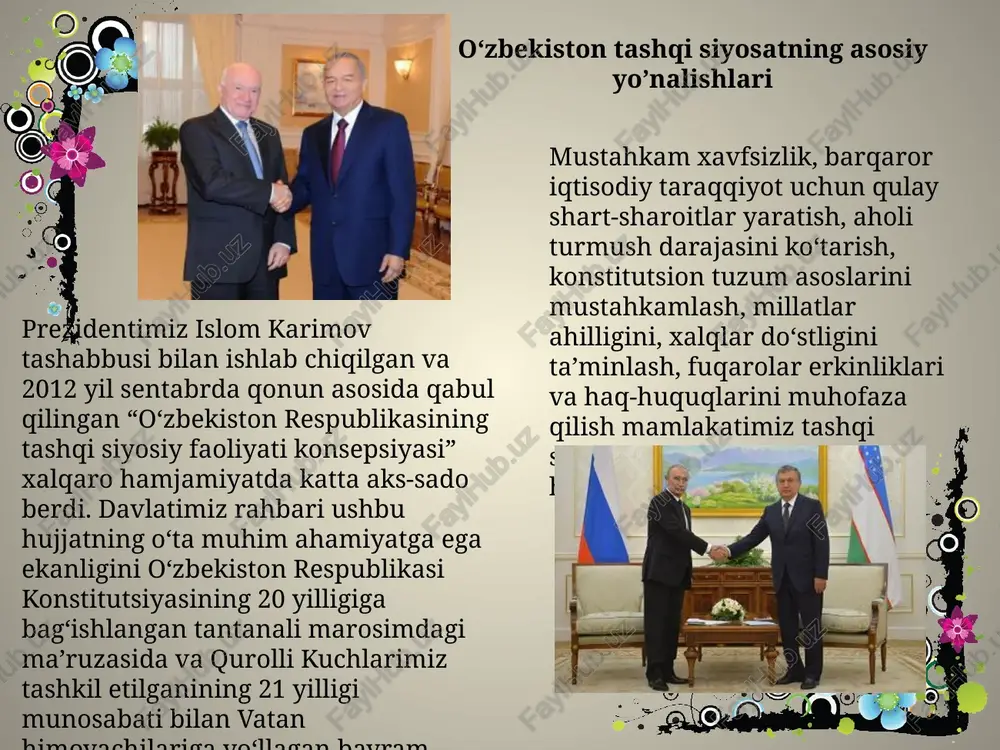 o‘zbekiston respublikasining tashqi siyosiy faoliyati konsepsiyasi — PPTX