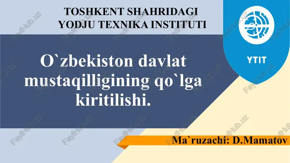 o`zbekistondavlatmustaqilliginingqo`lgakiritilishi — PPTX