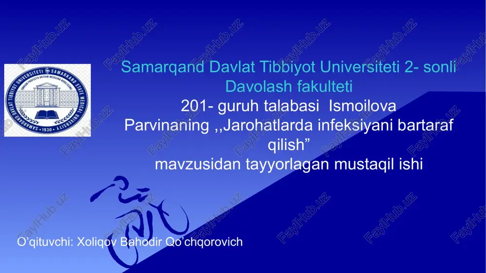 jarohatlarda infeksiyani bartaraf qilish — PPTX