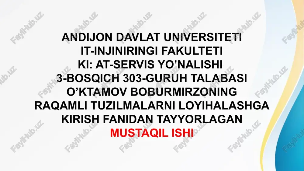 raqamli tizimlar — PPTX