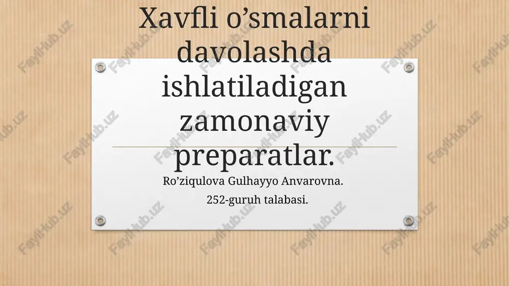 zamonaviy kimyoterapiya preparatlari — PPTX