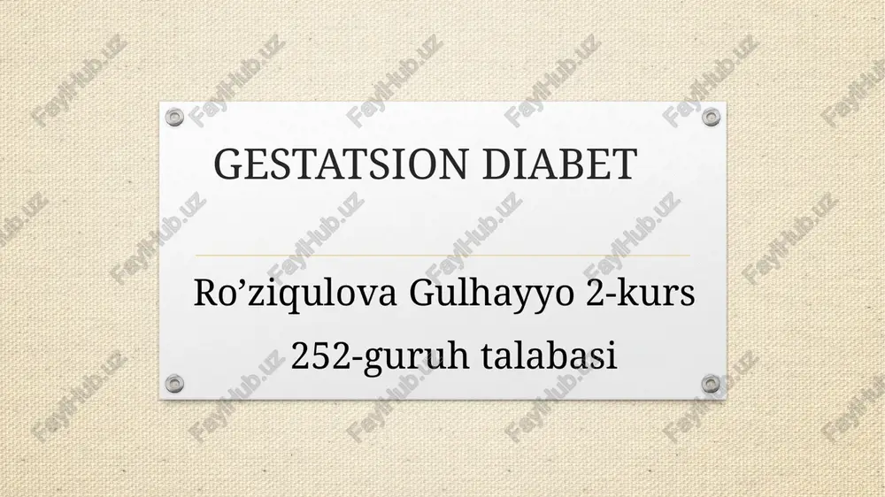 gestatsion diabet — PPTX