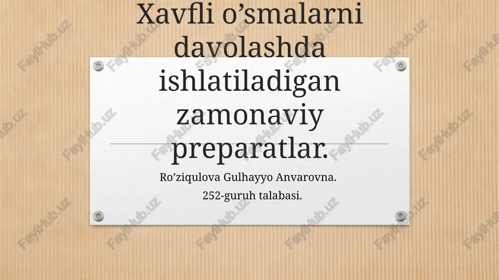 xavflio’smalarnidavolashdaishlatiladiganzamonaviypreparatlar — PPTX