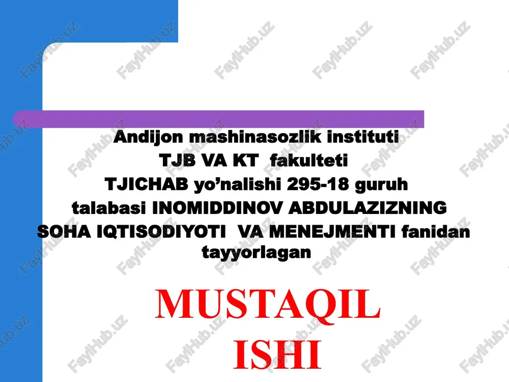 soha iqtisodiyoti va menejment — PPTX