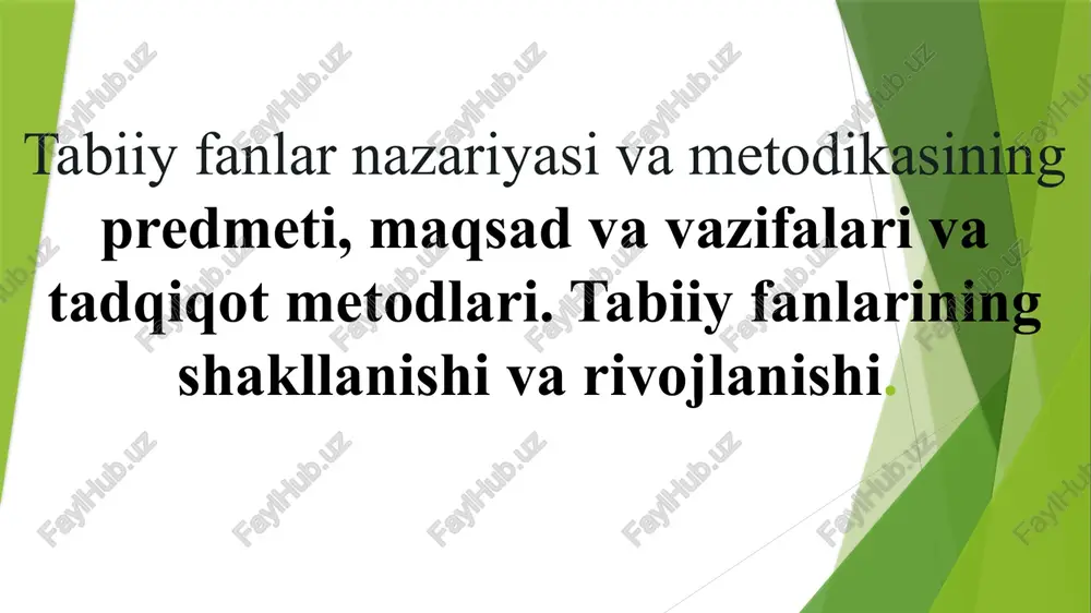 tabiiy fanlar nazariyasining metodikasi — PPTX
