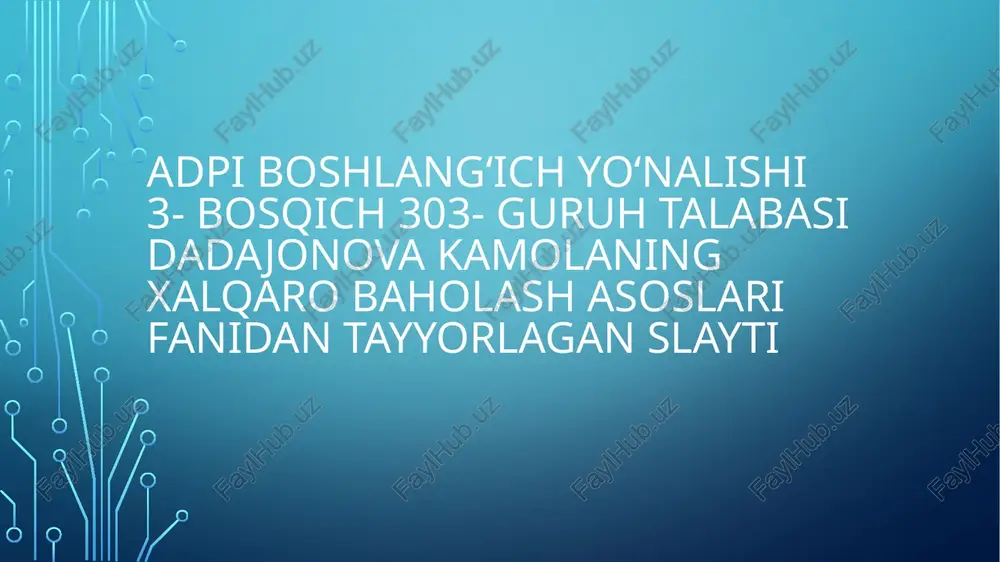 pisa - xalqaro o'quvchilarni baholash dasturi — PPTX