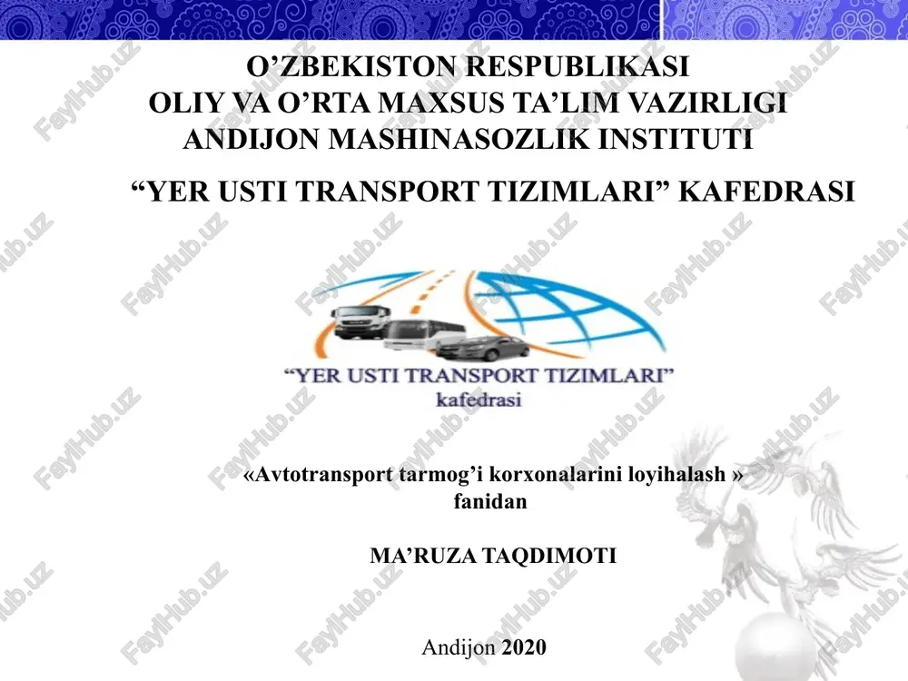 avtomobillarga texnik xizmat ko'rsatish standartlari — PPTX