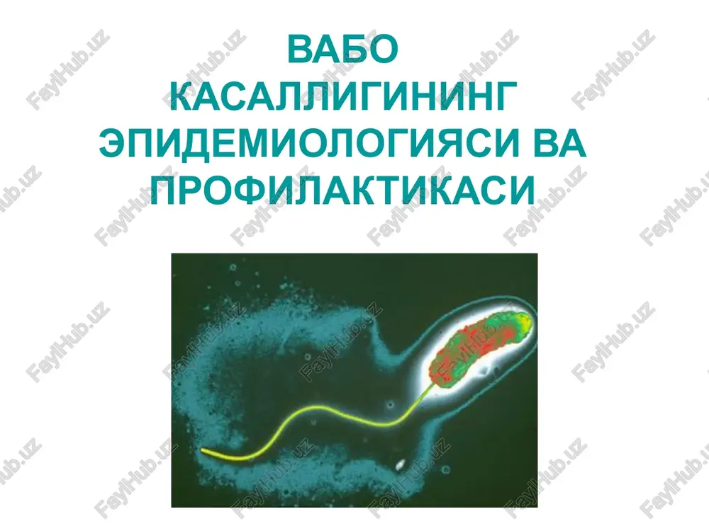vabokasalligining epidemiologiyasi va profilaktikasi — PPTX