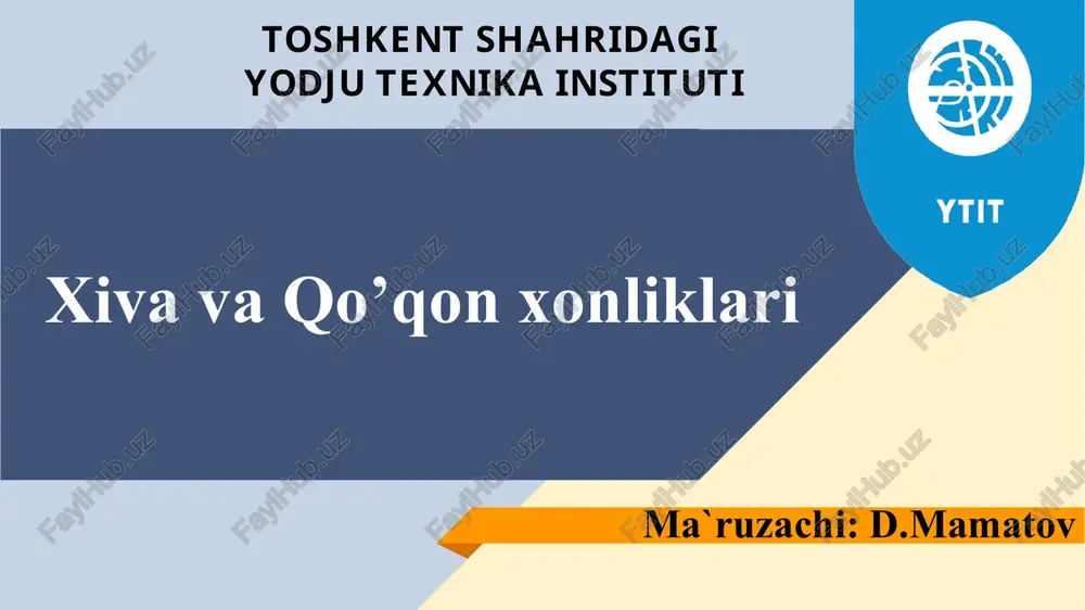 xiva va qo’qon xonliklari — PPTX