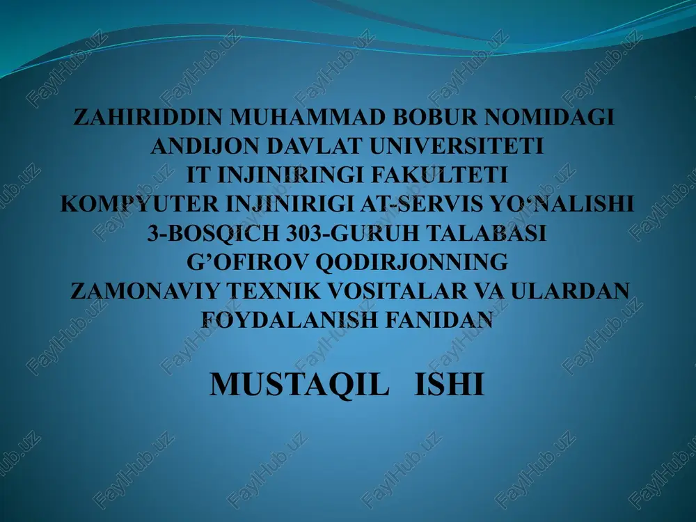 kompyuterning asosiy qurilmalari — PPTX
