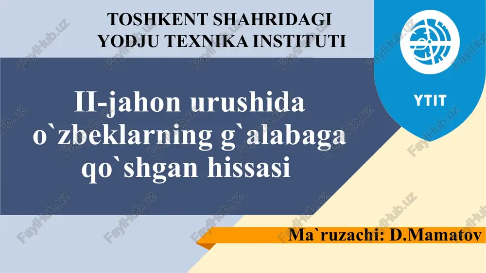 ii-jahonurushidao`zbeklarningg`alabagaqo`shganhissasi — PPTX