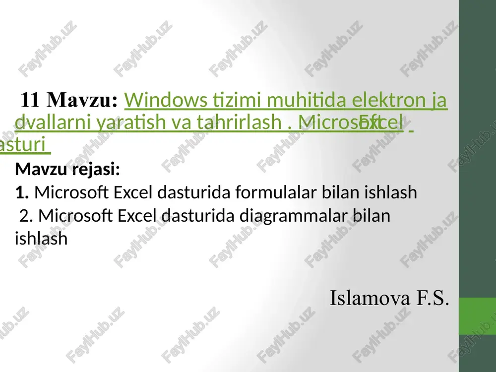 microsoft excel — PPTX