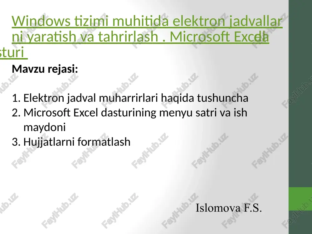 microsoft excel — PPTX