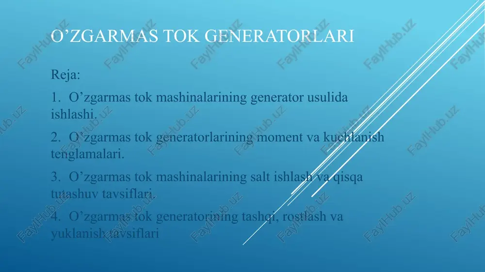 o’zgarmas tok generatorlari — PPTX