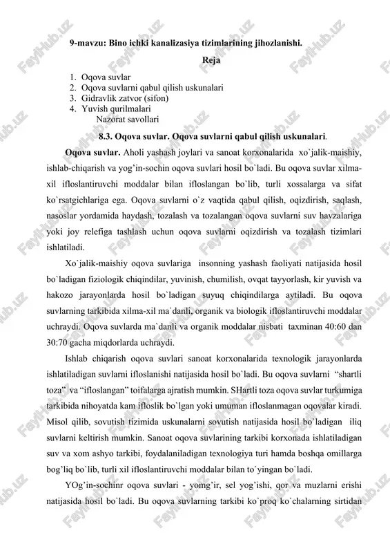 oqova suvlar — DOCX