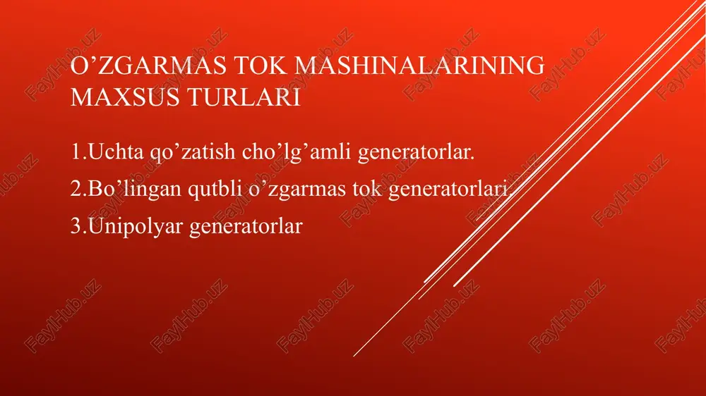 o'zgarmas tok mashinalarining maxsus turlari — PPTX