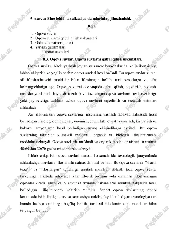oqova suvlar — DOCX