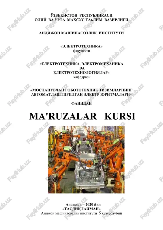 robotlar va robototatexnikasi to'g'risidagi asosiy ma'lumotlar — DOC