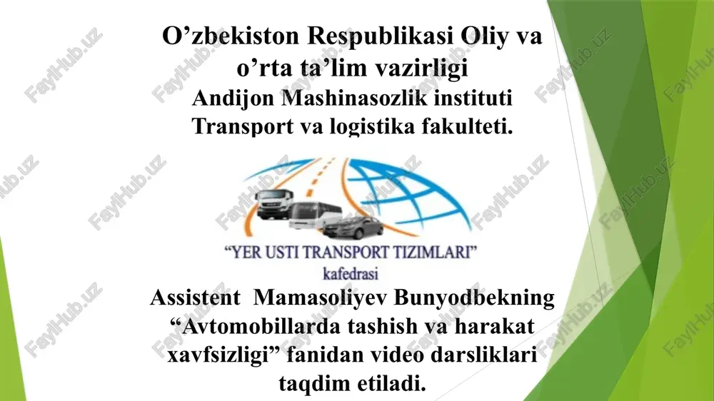 transport vositalari ekspluatatsion xususiyatlari — PPTX
