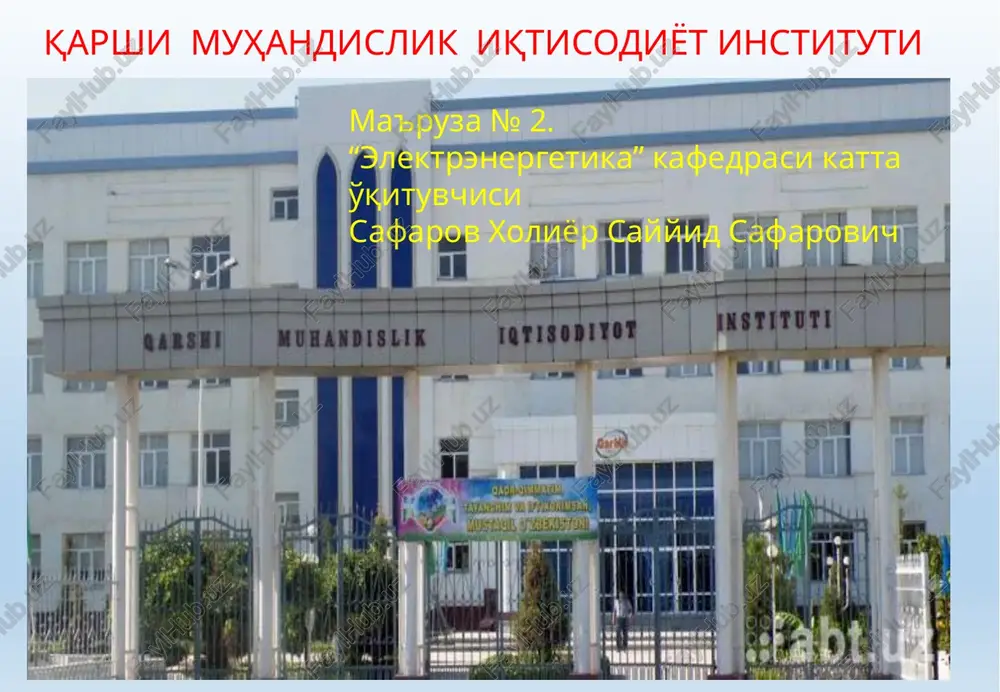 elektr sistema elementlarining almashtirish sxemasi — PPTX