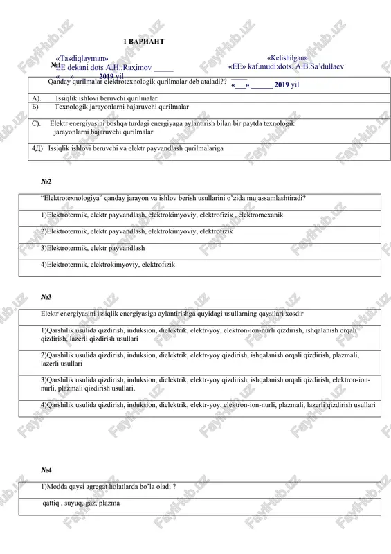 elektrotexnologiya qurilmalari — DOC