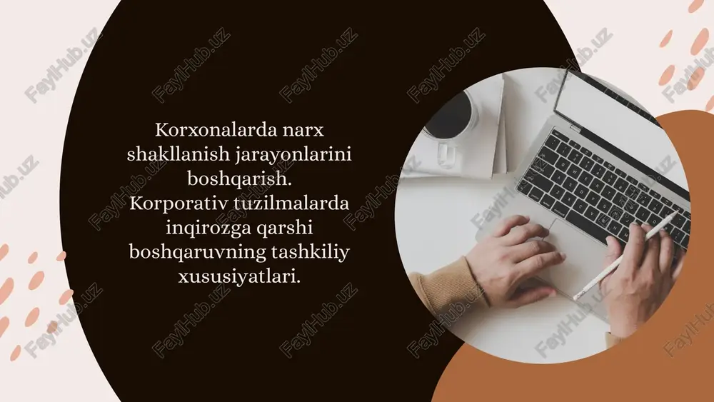 korxonalarda narx shakllanish jarayonlarini boshqarish — PPTX