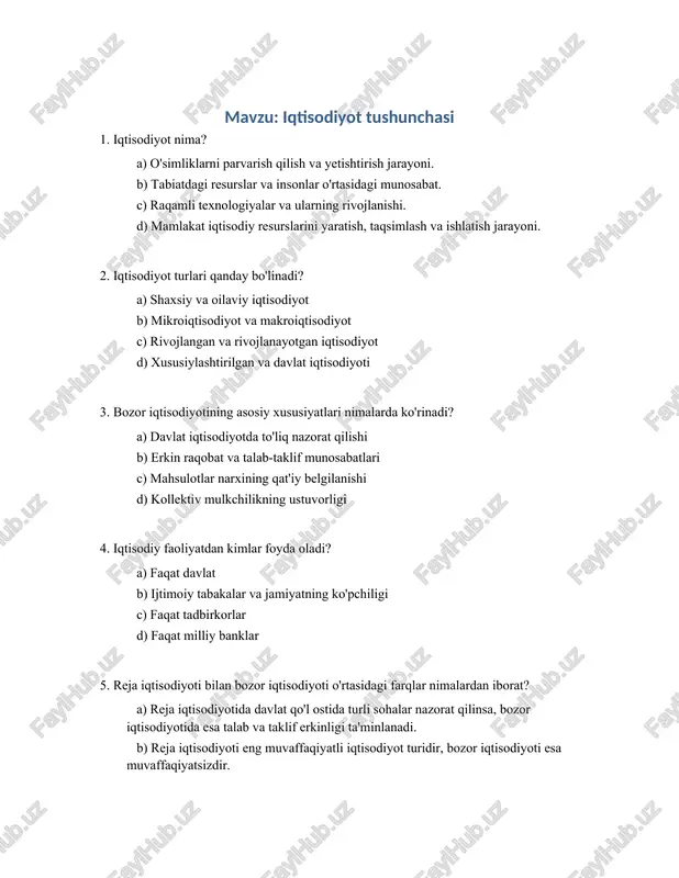 iqtisodiyot tushunchasi — DOCX