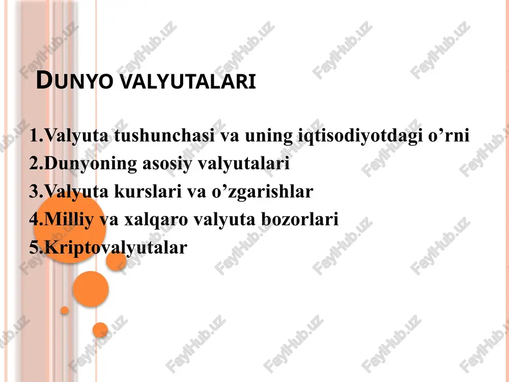 dunyo valyutalari — PPTX