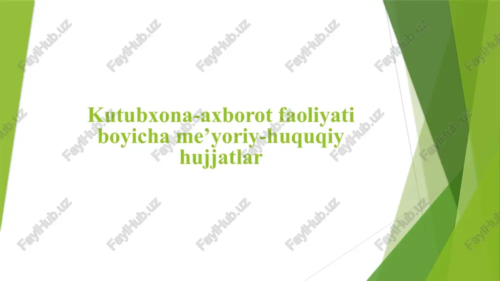 kutubxona-axborot faoliyati bo'yicha ma'qullar — PPTX