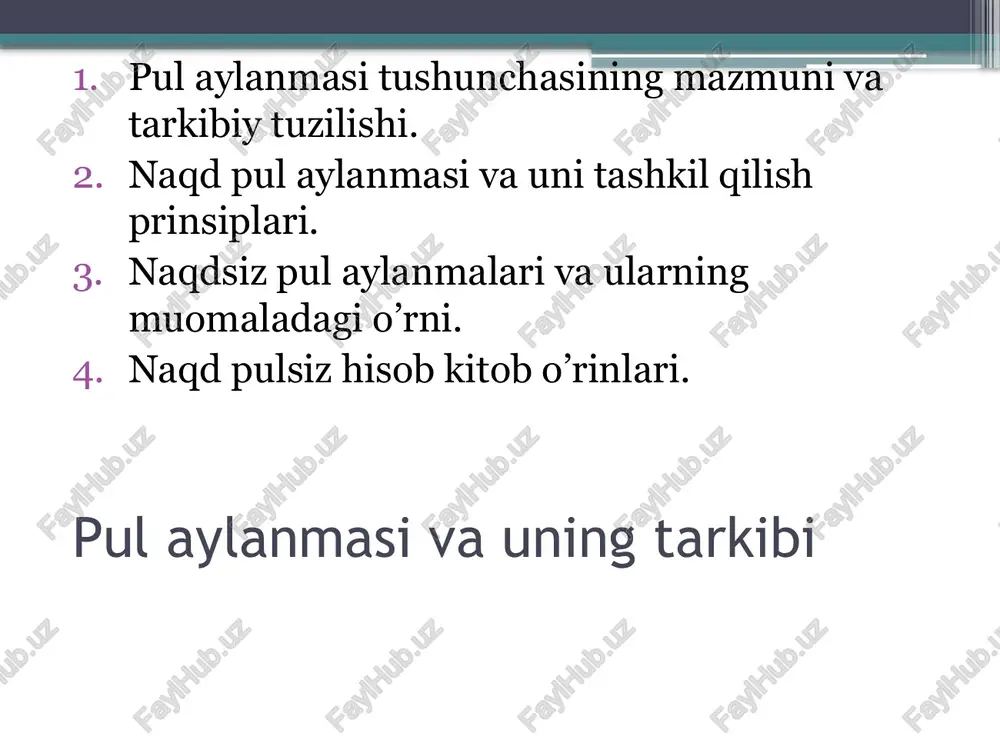 pul aylanmasi va uning tarkibi — PPTX