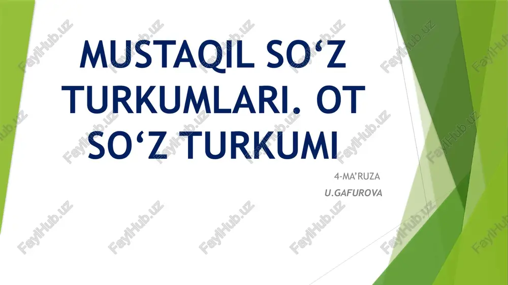 mustaqil so‘z turkumlari. ot so‘z turkumi — PPTX