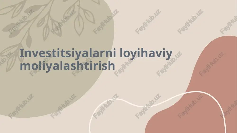 investitsiyalarni loyihaviy moliyalashtirish — PPTX