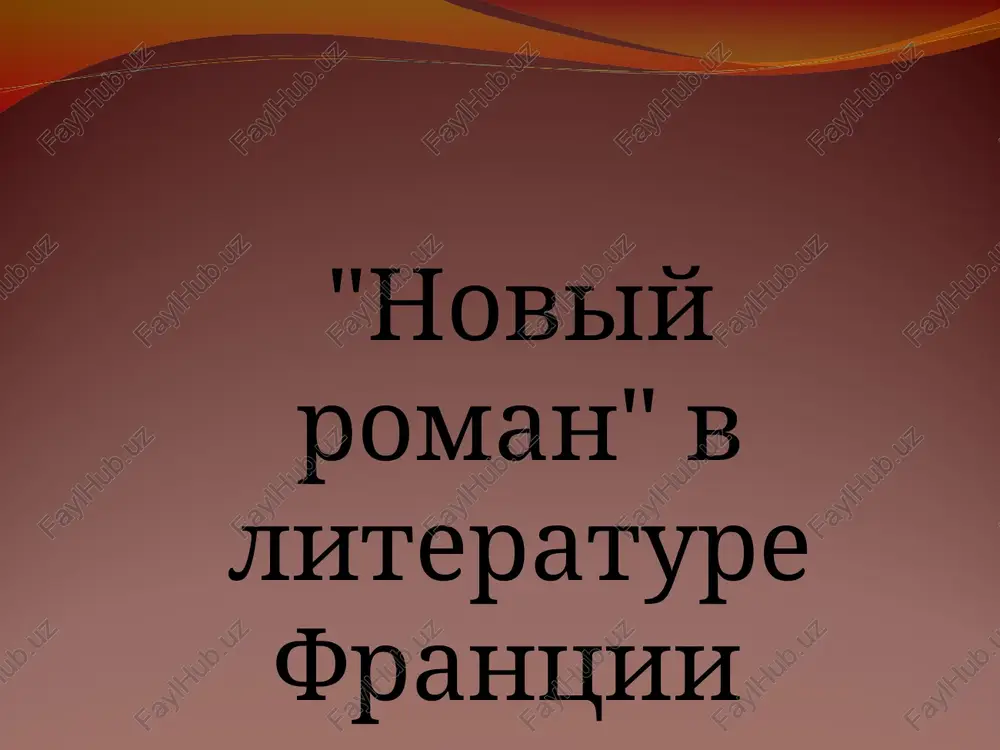 noviy roman v literature frantsii — PPT