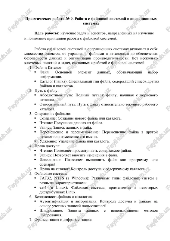 rabota s faylovoy sistemoy v operatsionnix sistemax — DOCX