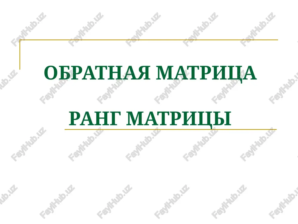 obratnaya matritsa rang matritsi — PPT