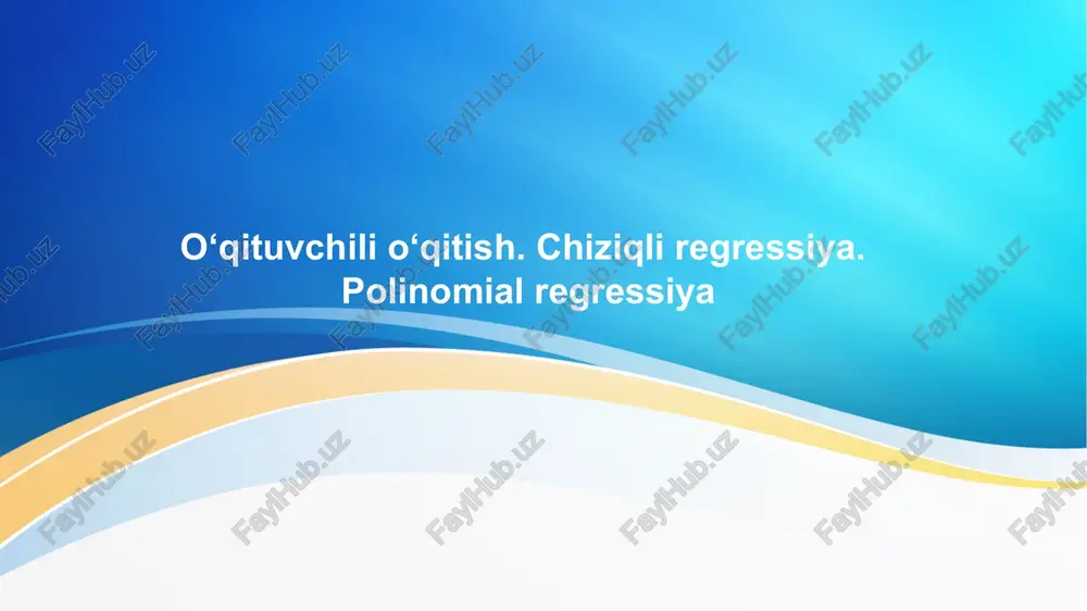 o‘qituvchi, o‘qitish (supervised learning) — PPTX