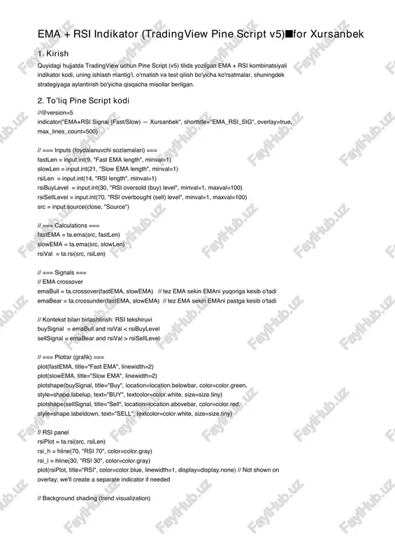 ema + rsi indikator (tradingview pine script v5) — PDF
