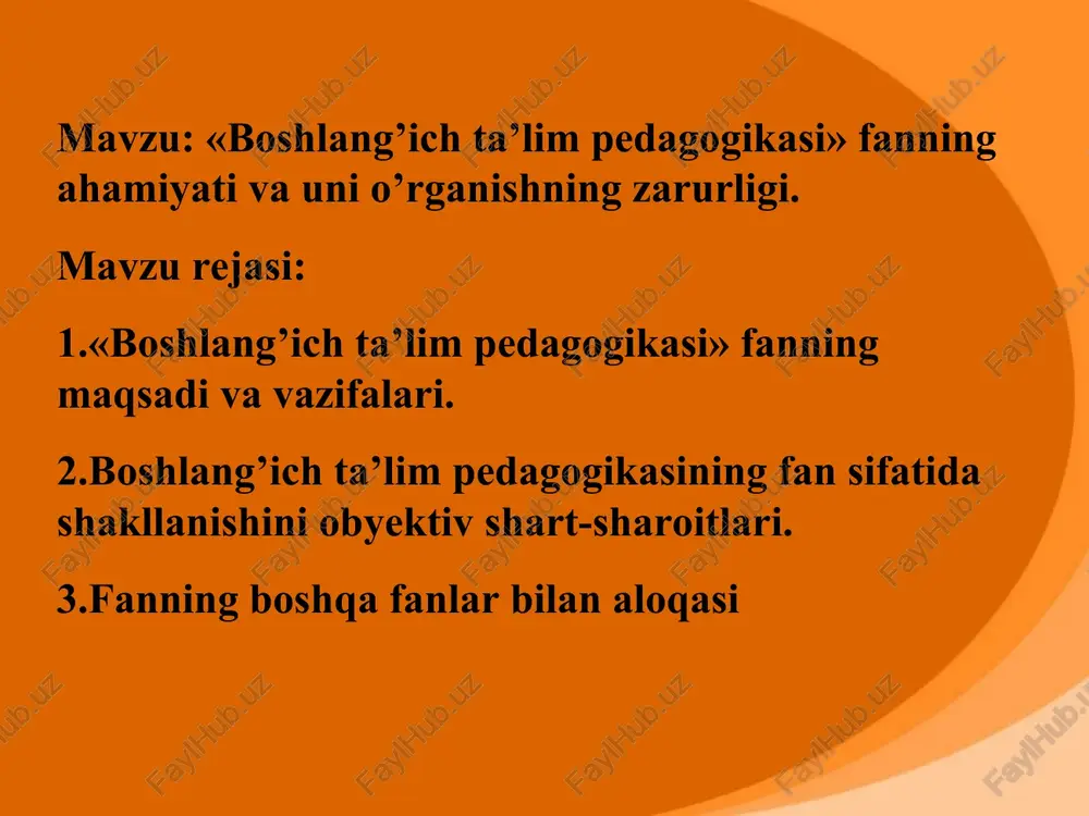 boshlang’ich ta’lim pedagogikasi — PPT