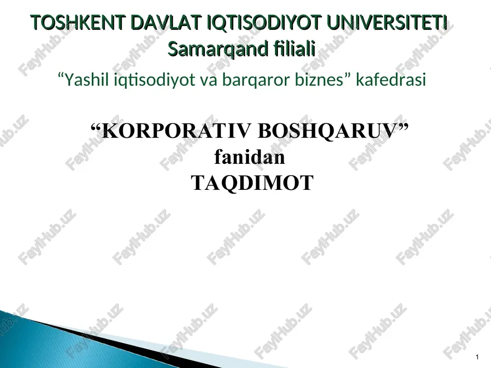 korporativ boshqaruv — PPT