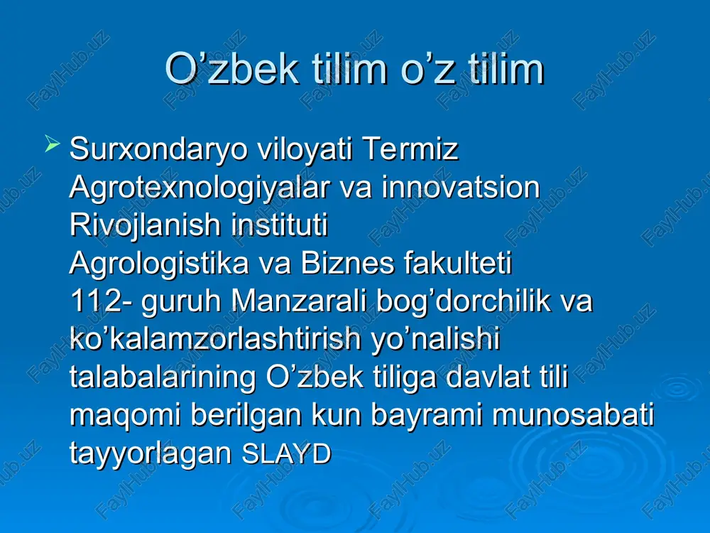 o’zbek tilim o’z tilim — PPT
