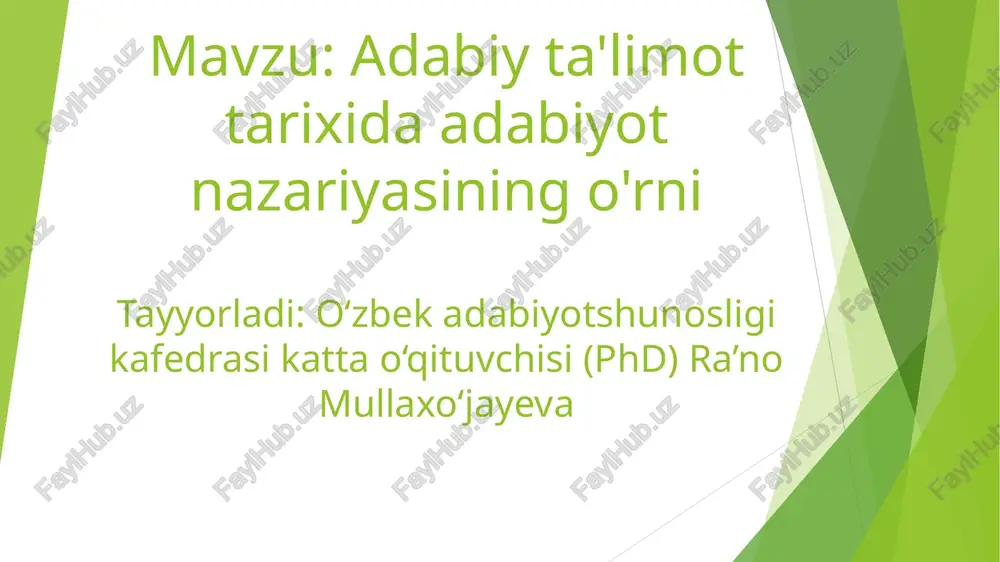 adabiyot nazariyasi — PPT
