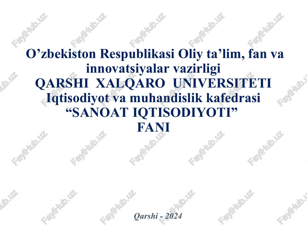 sanoat iqtisodiyoti — PPT