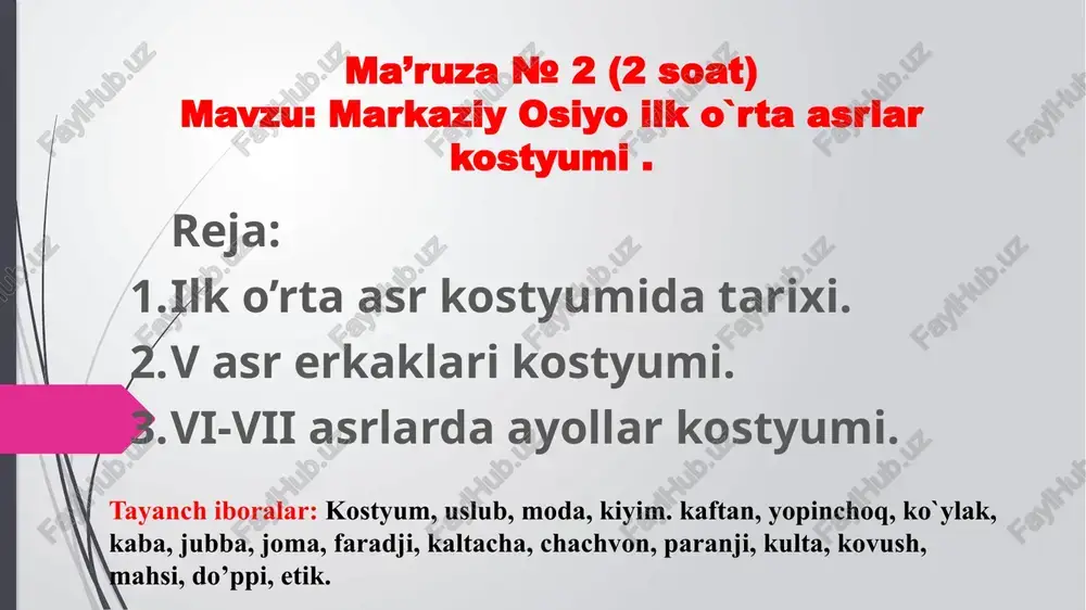 ayollar kostyumlari tarixi — PPTX