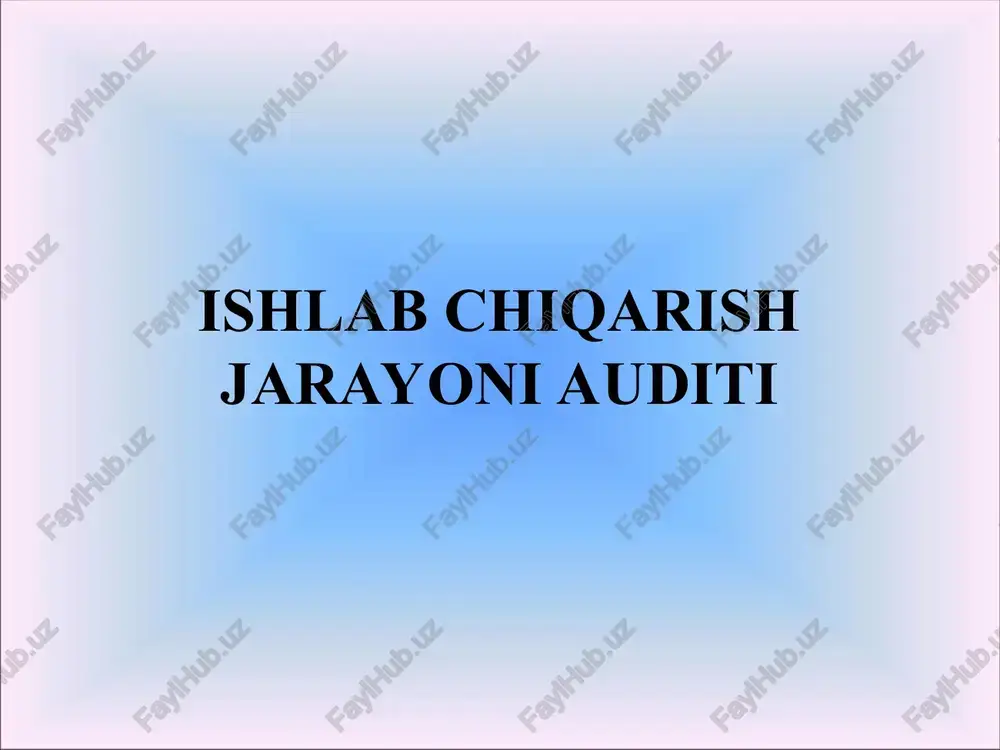 ishlab chiqarish jarayoni auditining maqsadi — PPT